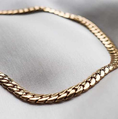 Elegant Gold-Plated Flat Curb Chain Necklace