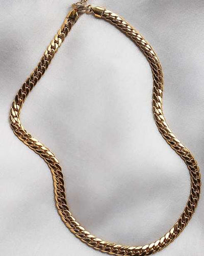 Elegant Gold-Plated Flat Curb Chain Necklace