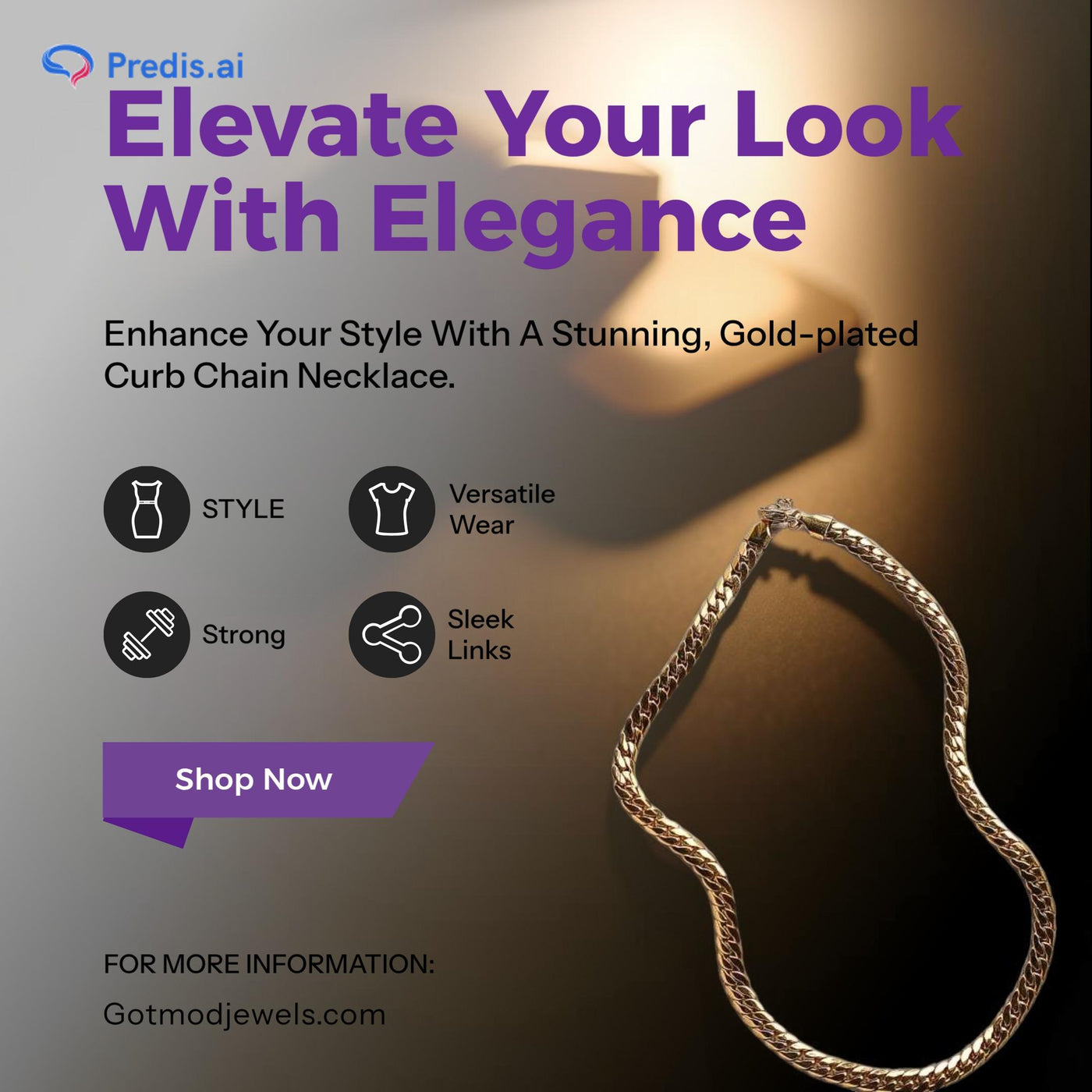 Elegant Gold-Plated Flat Curb Chain Necklace